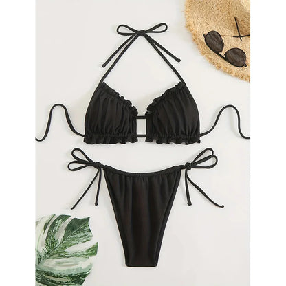 Vacation Mood: Effortless Coastal Aesthetic Blue Bikini Set
