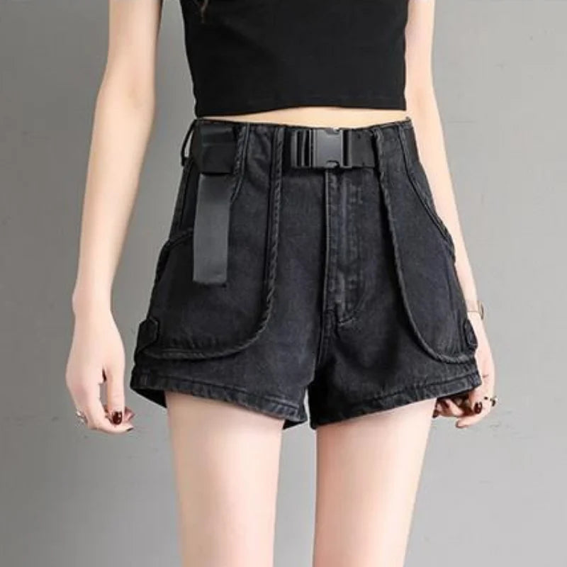 Women S Mid Waist Cargo Denim Shorts Sexy Stretchy Summer Hot Pants