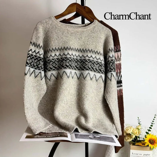 Soft Cashmere Knit Sweater Stylish O Neck Top