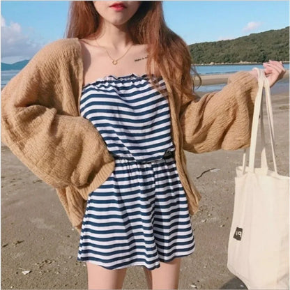 Korean Cropped Knit Cardigan – Hollow Summer Sweater for Women