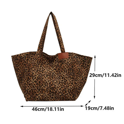 Leopard Patchwork Shoulder Bag High Quality Spacious Tote Bag