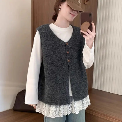 Korean Style Plus Size Autumn Sleeveless Vest For Women