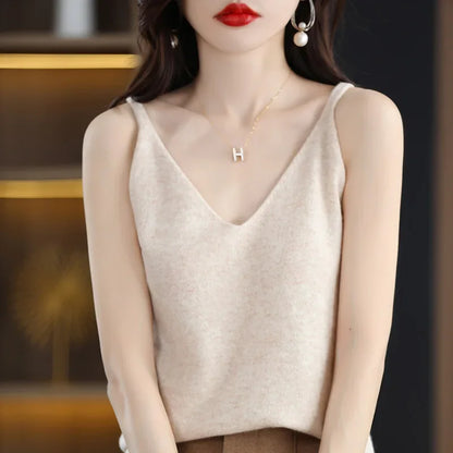 Spring Summer Ladies V Neck Sweater Solid Color Half Sleeved Pullover Thin Casual Knitwear Soft Bottoming Top