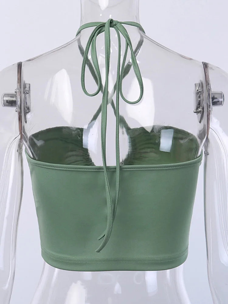 Sexy Backless Striped Rainbow Cropped Top