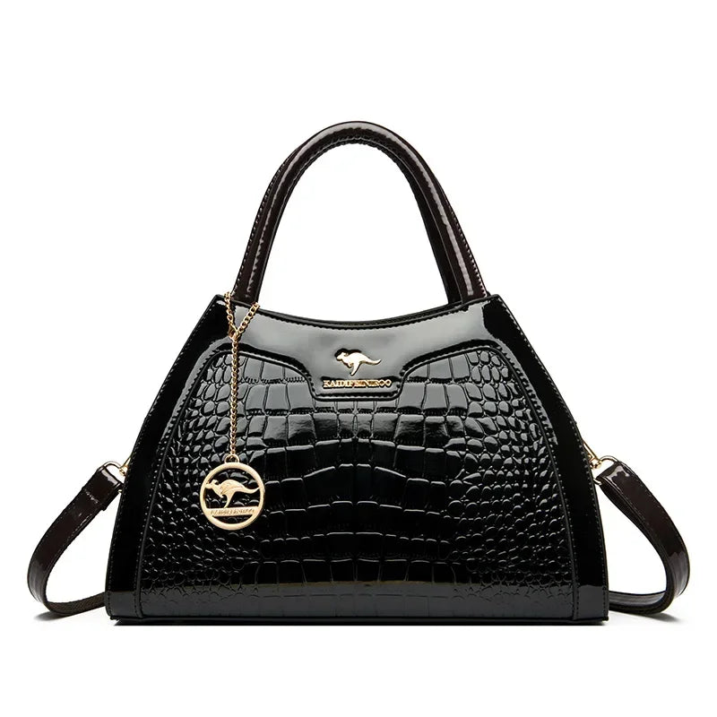 Sophisticated Edge: Crocodile-Pattern Designer Leather Handbag