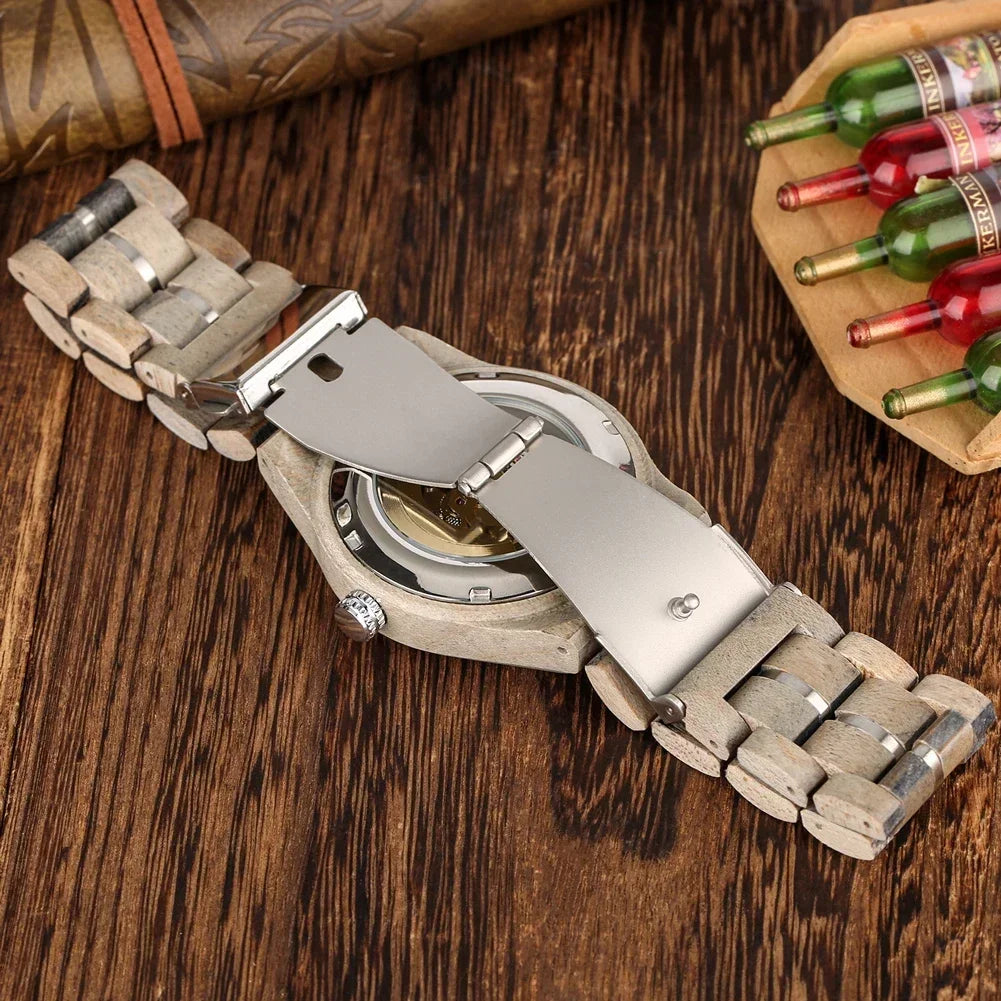 Mens Stylish Wooden Military Type Three Mini Display Watches