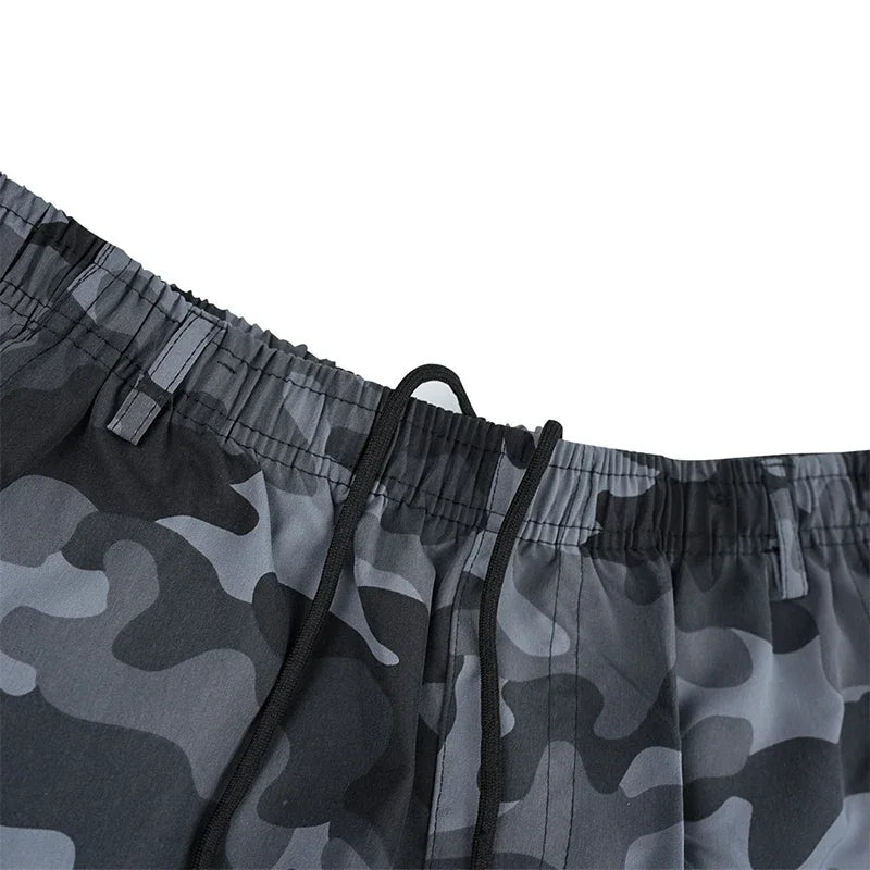 Safari Style Camouflage Printed Drawstring Men Casual Shorts