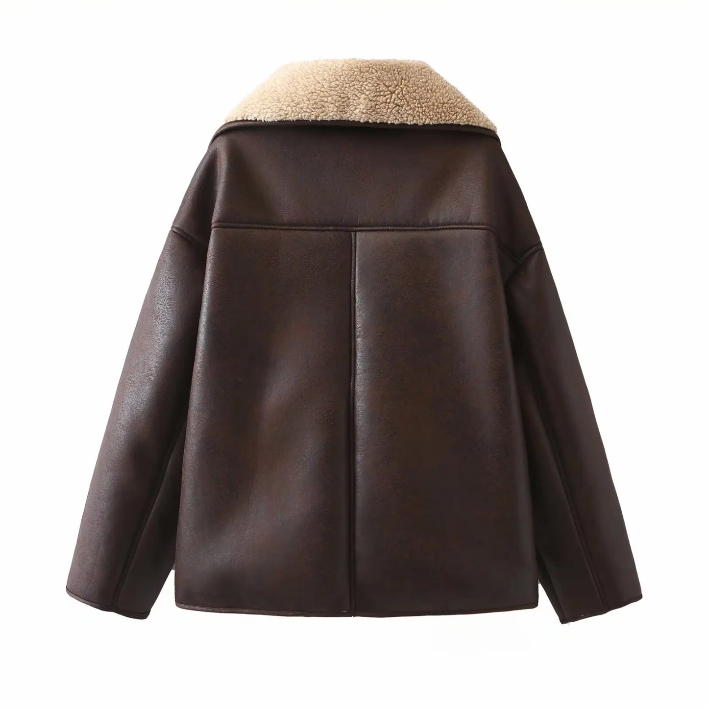 American Retro Style Leather Fur Inteated Windproof Warm Cotton Bomber Jackets Outerwear
