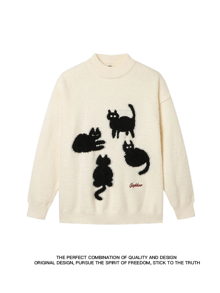 New Cat Pattern Knit Pullovers