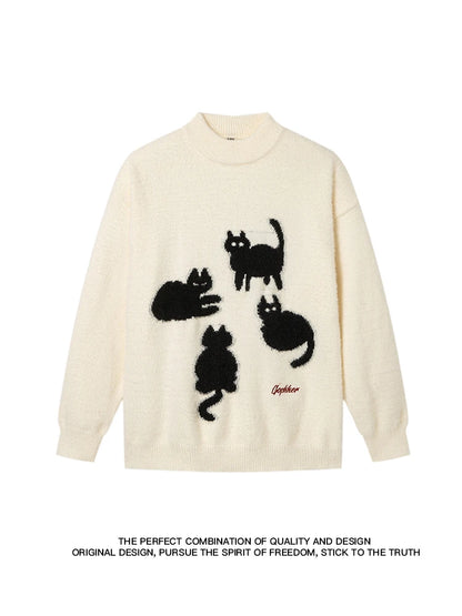 New Cat Pattern Knit Pullovers