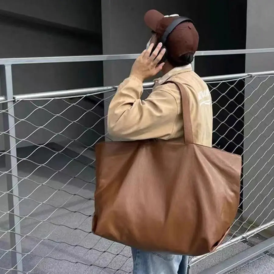 Large Capacity Leather Lightweight Shopper Tote Bags
