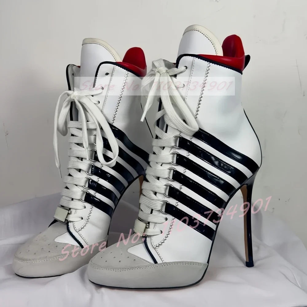 Lace Up Decorated Design High Heel Women Luxury Boots