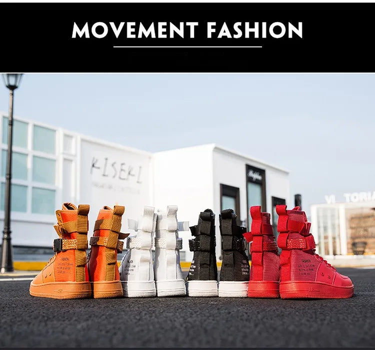 Orange Line Lace Up High Quality Men Leather Boots