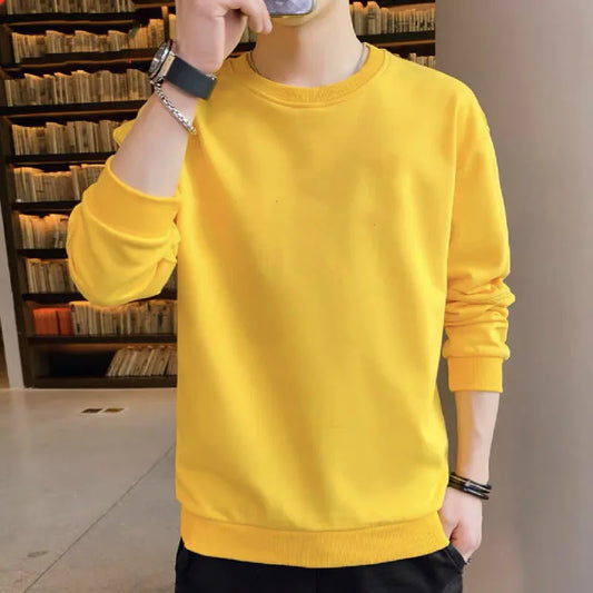 Mens Solid Color Loose Fit Hoodie Trendy Korean Style Casual Sweatshirt
