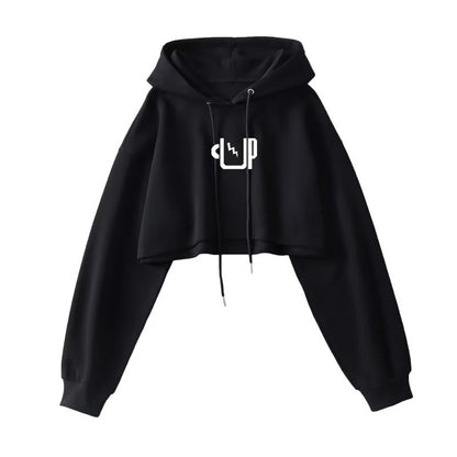 2025 Women S Short Hoodie Solid Sweatshirt Crop Top Korean Harajuku Fashion