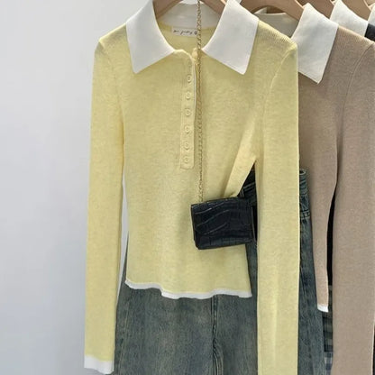 Women Contrast Color Sweaters