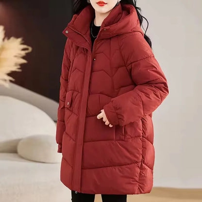 Geometrical Design Cotton Long Parkas