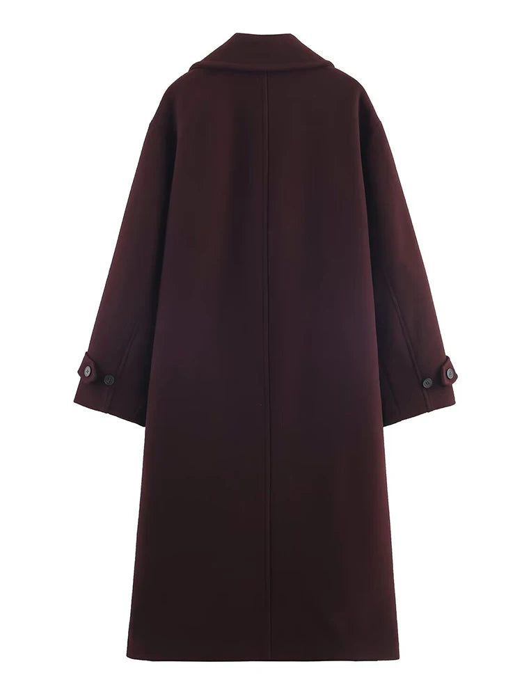 Classic Wool-Blend Overcoat – Elegant Long Coat for Women