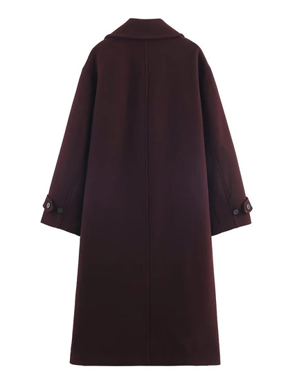 Classic Wool-Blend Overcoat – Elegant Long Coat for Women