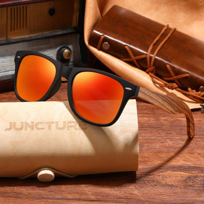 Vintage Bamboo Wood Sunglasses – UV400 Square Wooden Designer Shades