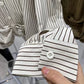 Casual Off Shoulder Tender Striped Fake 2 Pcs Shirts For Women