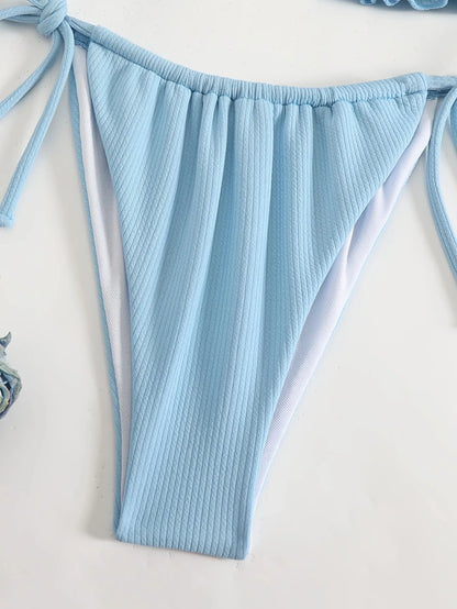 Vacation Mood: Effortless Coastal Aesthetic Blue Bikini Set