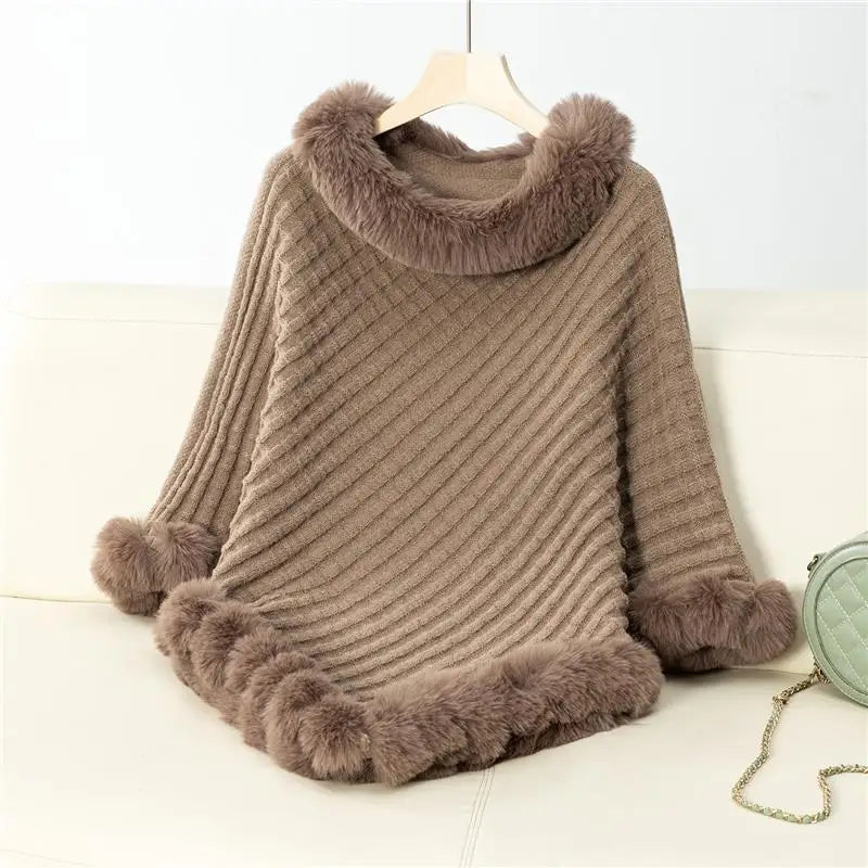 Elevated Comfort: The Luxe Fur-Trimmed Batwing Cardigan