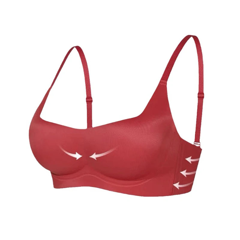 Ergonomic Plus Size Full Cup Bra Side Gathering Anti Sagging Push Up No Underwire For Flattering Support
