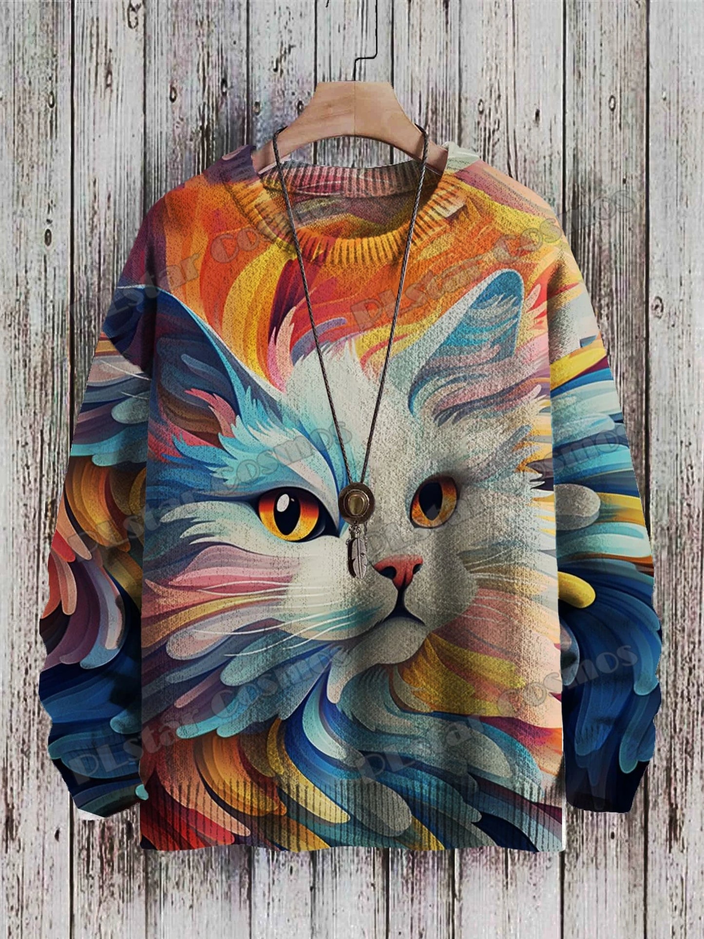 Vibrant Ukiyo-e Cat Sweater for Cozy Sunset Walks