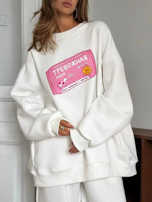Oversized Crewneck Loose Style Women Sweatshirts