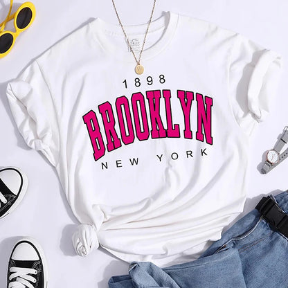 Brooklyn New York 1898 Women S Graphic T Shirt Casual Short Sleeve Print Tee For Girls Ladies Fashion Tops