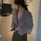 Elegant Women Collarless Thick Faux Fur Coats