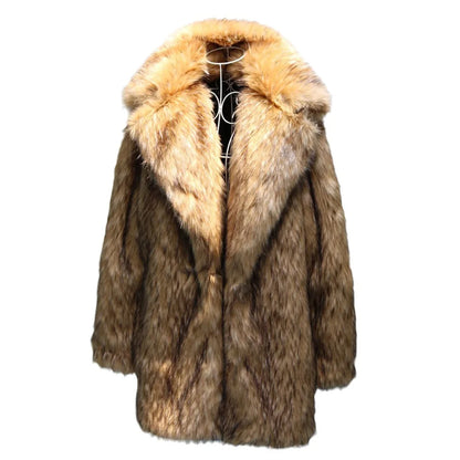 Men’s Long Faux Fur Coat – Warm Street Style Winter Overcoat
