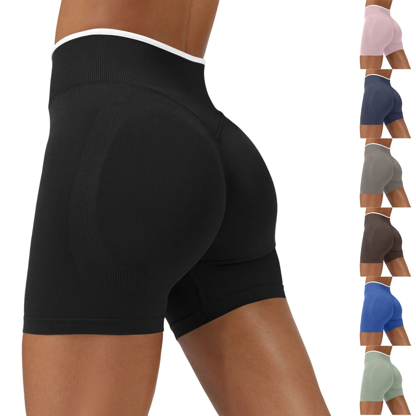 Pink High-Waist Seamless Workout Shorts
