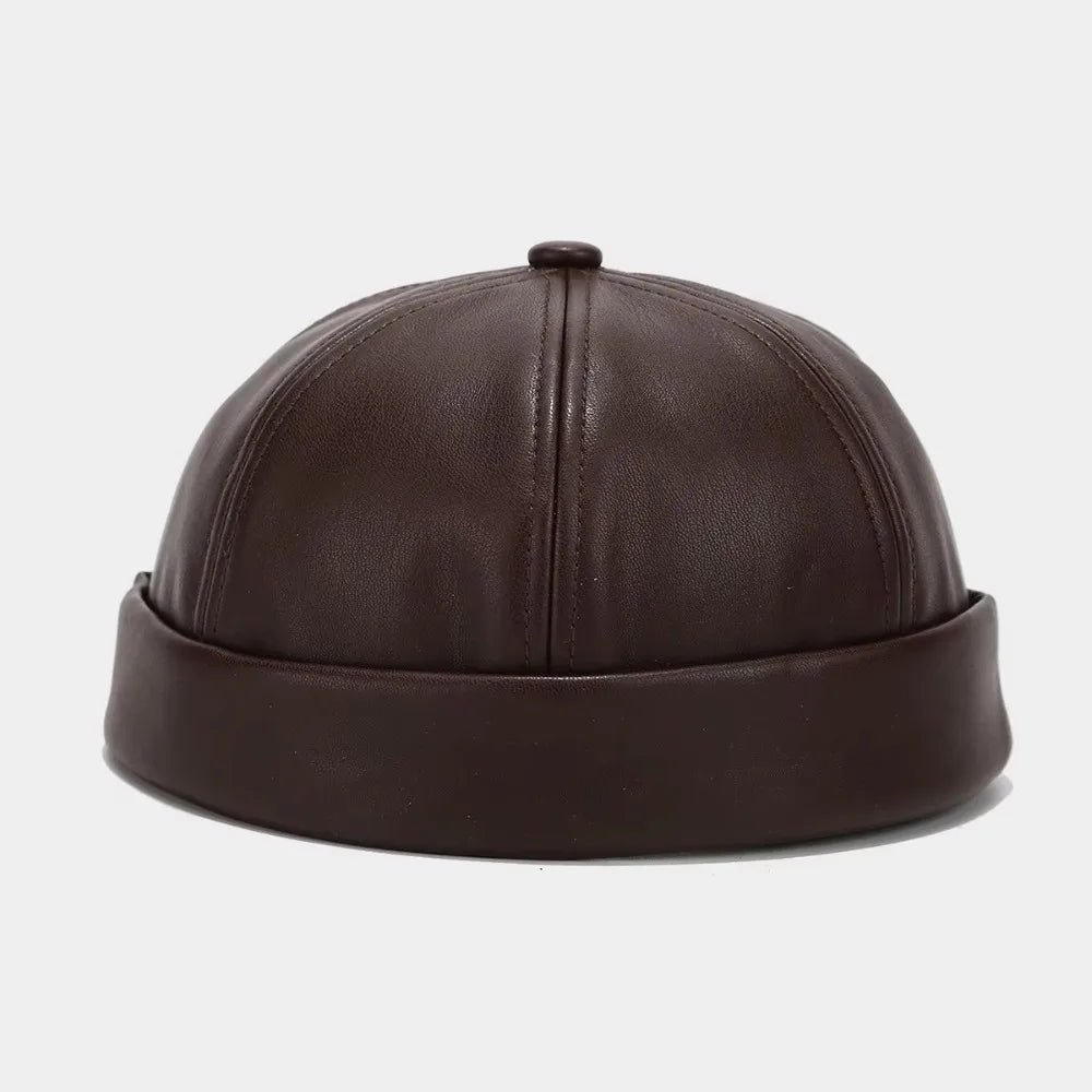 Vintage Heritage: Retro PU Leather Docker-Style Landlord Cap
