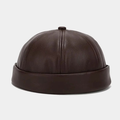 Vintage Heritage: Retro PU Leather Docker-Style Landlord Cap