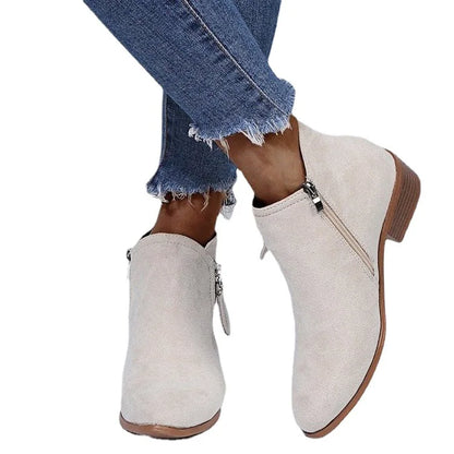 Platform Heel Suede Zipper Up Elegant Boots For Women