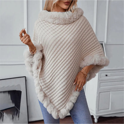 Elevated Comfort: The Luxe Fur-Trimmed Batwing Cardigan