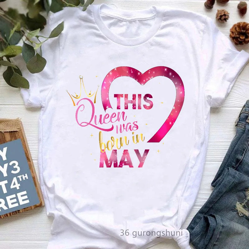 Queens Birthday Graphic Tee Womens Casual Fashion Round Neck T Shirt Short Sleeve Printed Top Harajuku Style