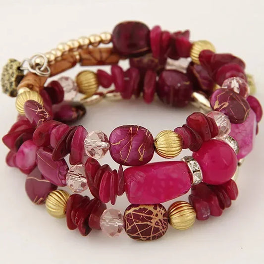 Ibiza Bohemian Summer - Colorful Beaded Turquoise Wrap Bracelet