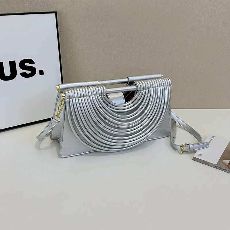 Designer Style Striped Evening Clutch Crossbody Bag