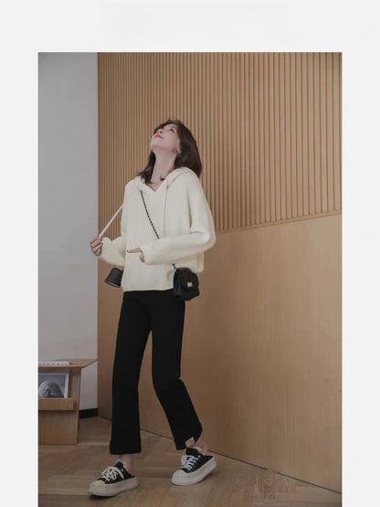 Women Clothing Autumn Knitted Design Hooded Sweaters