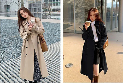 Womens Oversize Long Single Breasted Trench Coat