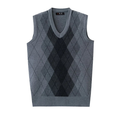 Argyle Basic Solid Color O Neck Long Sleeve Knitted Men S Sweaters