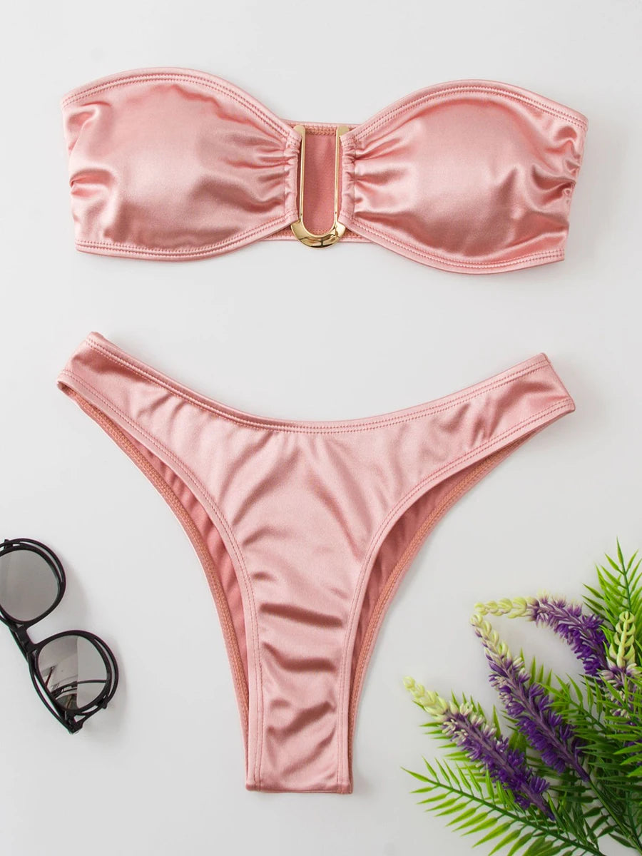Shimmering Brown V-Bar Bikini Aesthetic