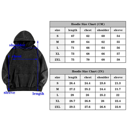 Men’s Graphic Logo Hoodie – Washed Cotton Pullover Sweatshirt for Casual Streetwear All Seasons