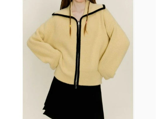 2025 New Spring Autumn Double Zip Sweater Jacket Women S Thickened Korean Style Knitted Cardigan Suitable For Winter