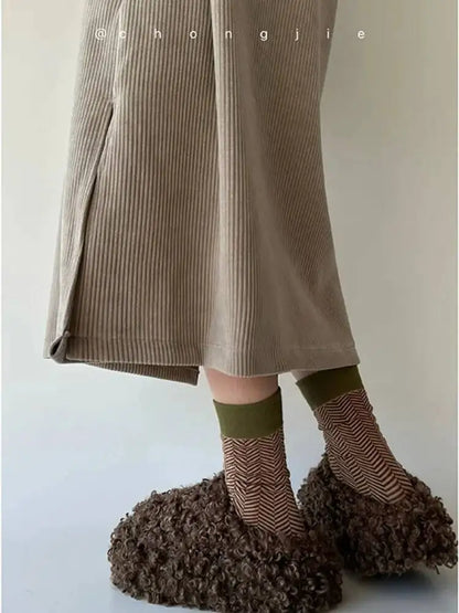 Womens Queen Crown Themed Flat Furry Winter Home Slippers