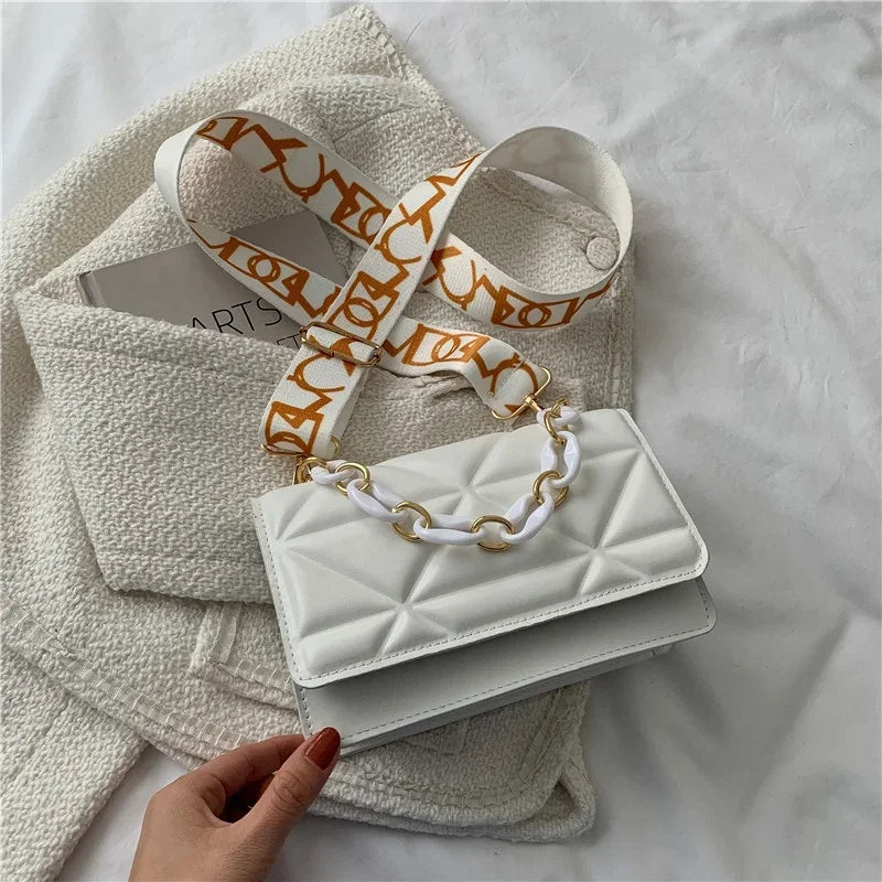 Korean Style Linen Splicing Chain Messenger Bags