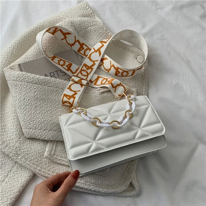 Korean Style Linen Splicing Chain Messenger Bags